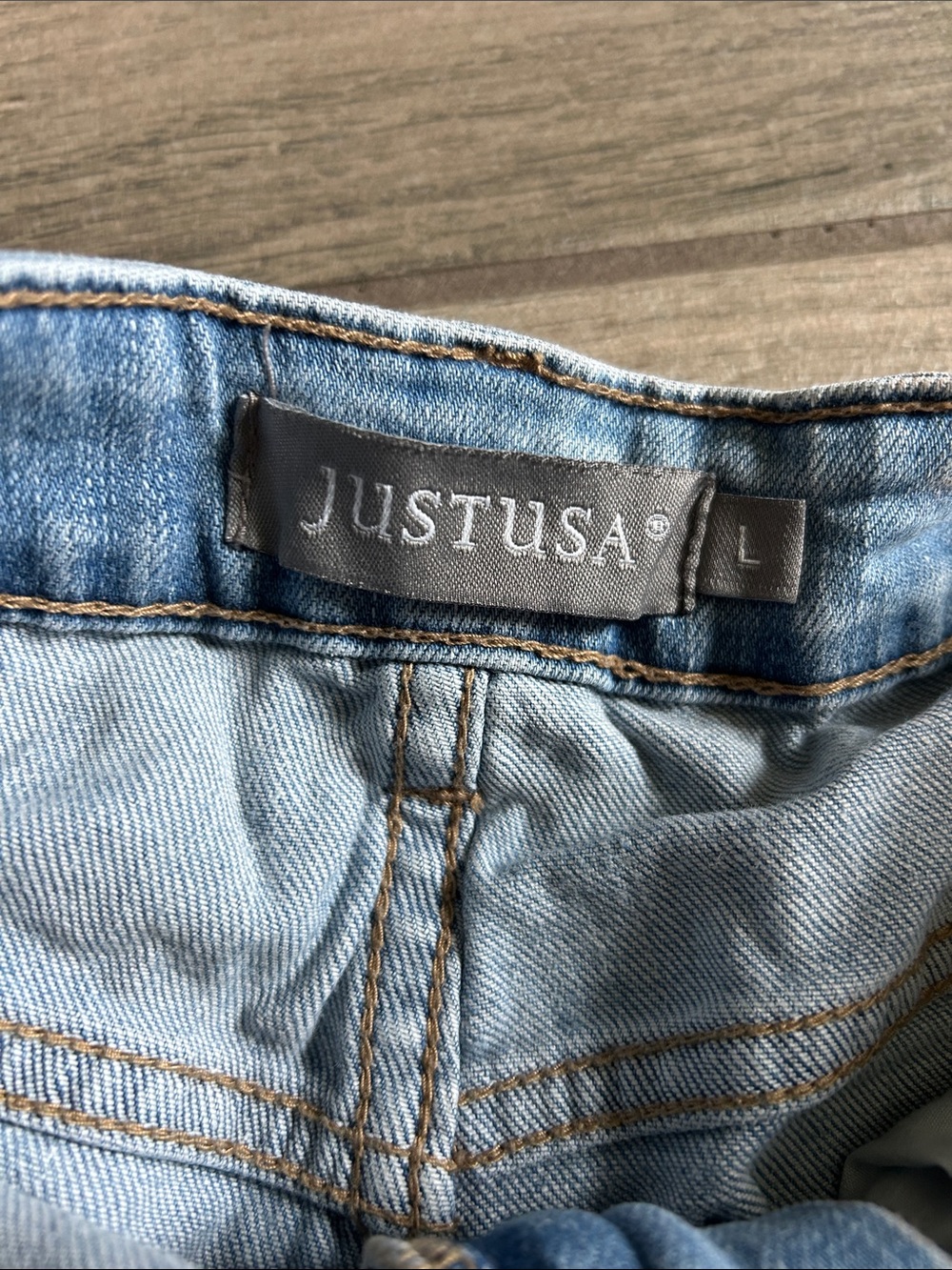 Just USA Light Blue Frayed Hem Denim Cutoff Shorts - Picture 2 of 4